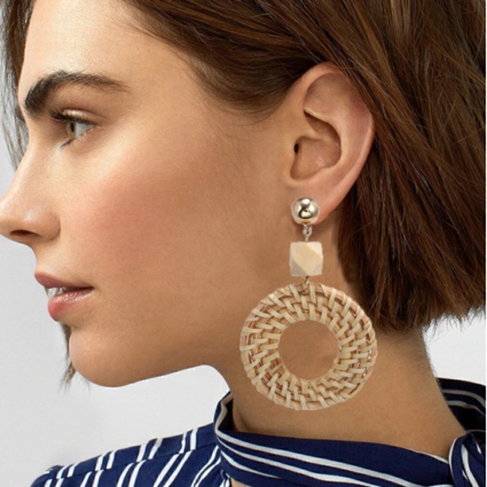Boho Handmade Geometric Wooden earrings jewelry